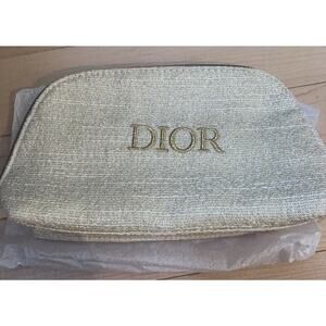 Dior 2024 Holiday Limited Edition Gold Logo Pouch With Gold Star Charm